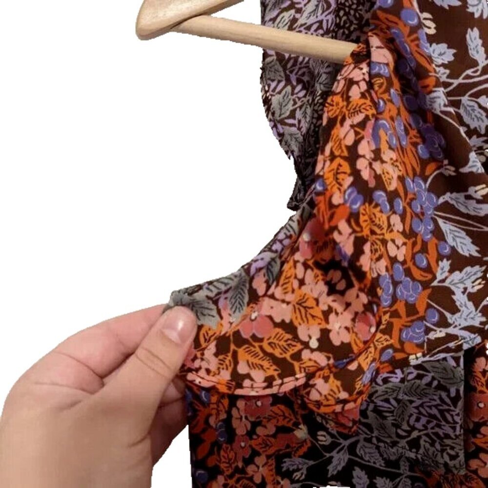 Anthropologie Mauve Chiffon Off The Shoulder Floral Blouse Top Women’s XS - Picture 7 of 8